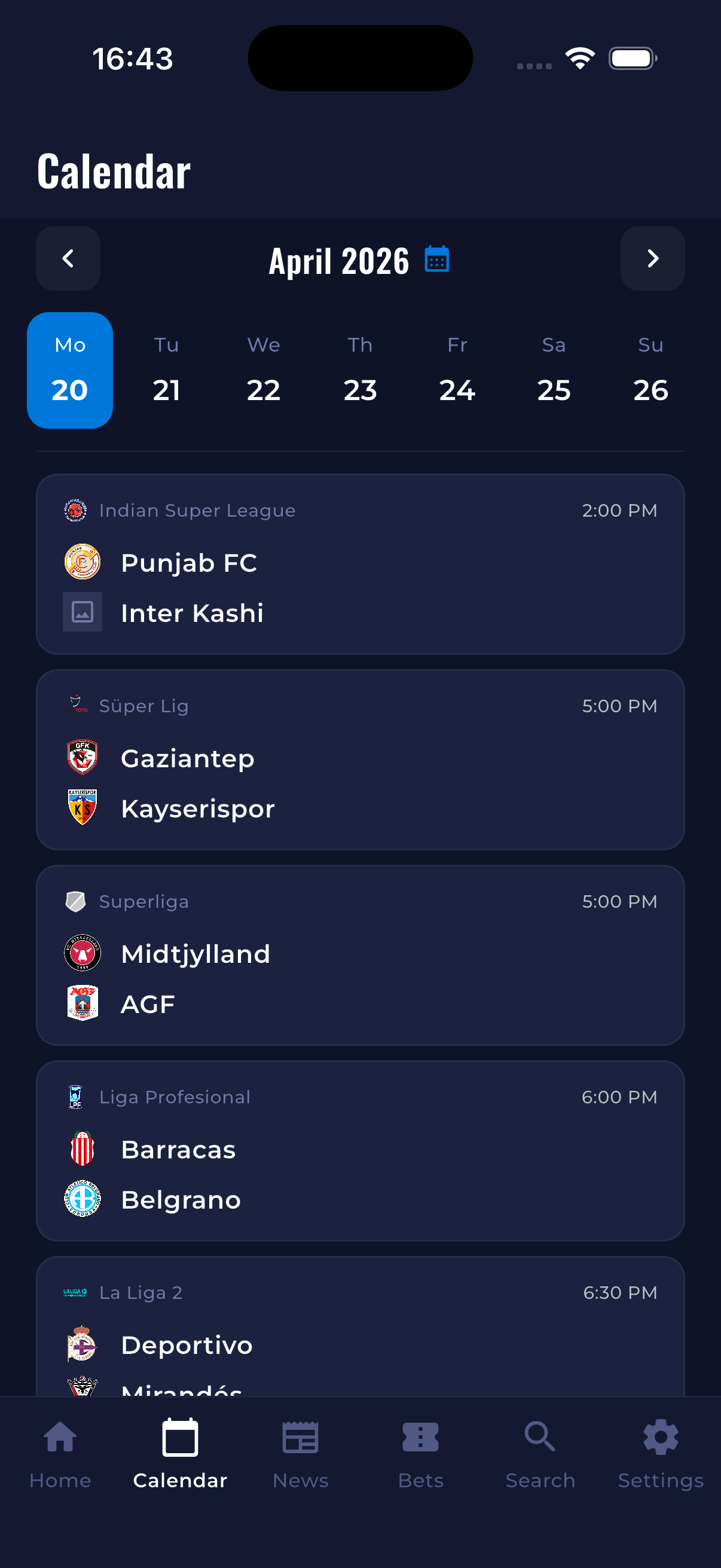Match calendar by date